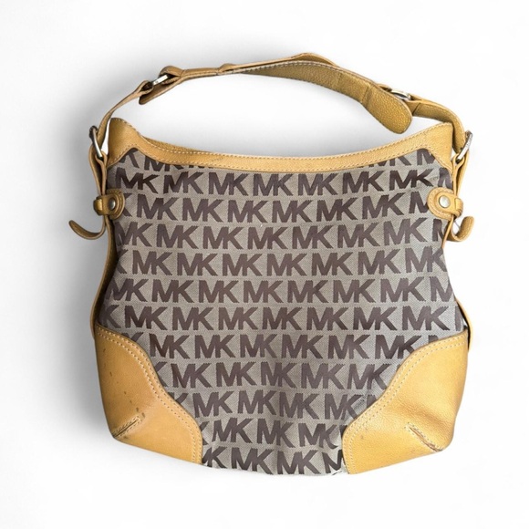 Michael Kors Gold and Brown Logo Handbag - Picture 1 of 6